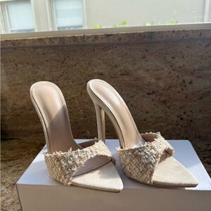 Elegant Cream High Heel Mules
